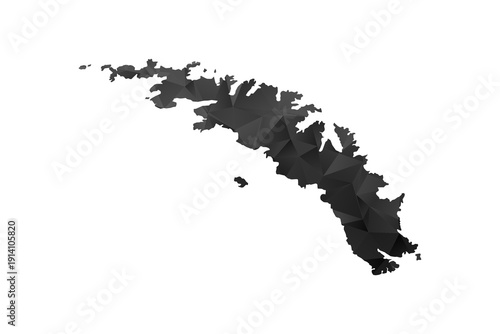 South Georgia and the South Sandwich Islands Map - Polygon Style Vector Illustration in Black and Gray Gradient, Low Poly Geometric Design, Isolated on White Background for Infographics and Education.