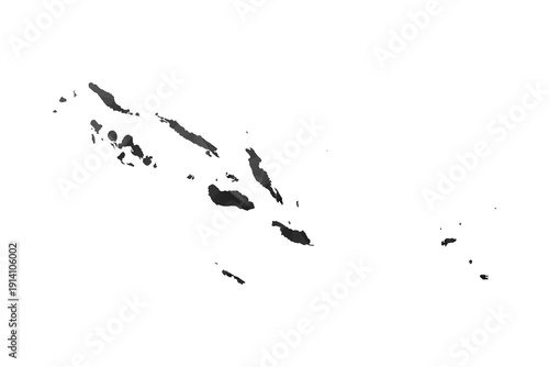 Solomon Islands Map - Polygon Style Vector Illustration in Black and Gray Gradient, Low Poly Geometric Design, Isolated on White Background for Infographics and Education.