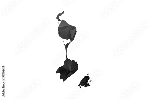 Saint Pierre and Miquelon Map - Polygon Style Vector Illustration in Black and Gray Gradient, Low Poly Geometric Design, Isolated on White Background for Infographics and Education.