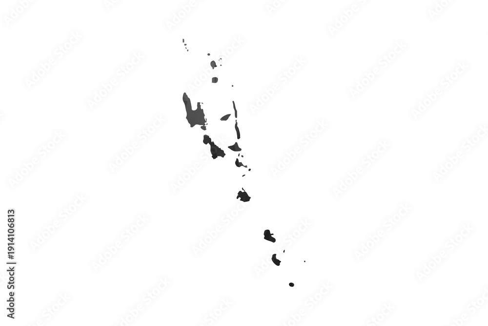 Obraz premium Vanuatu Map - Polygon Style Vector Illustration in Black and Gray Gradient, Low Poly Geometric Design, Isolated on White Background for Infographics and Education.