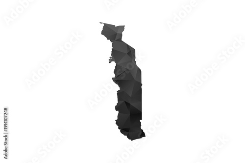 Togo Map - Polygon Style Vector Illustration in Black and Gray Gradient, Low Poly Geometric Design, Isolated on White Background for Infographics and Education.