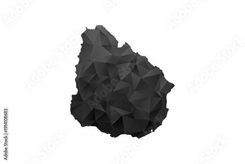 Uruguay Map - Polygon Style Vector Illustration in Black and Gray Gradient, Low Poly Geometric Design, Isolated on White Background for Infographics and Education.