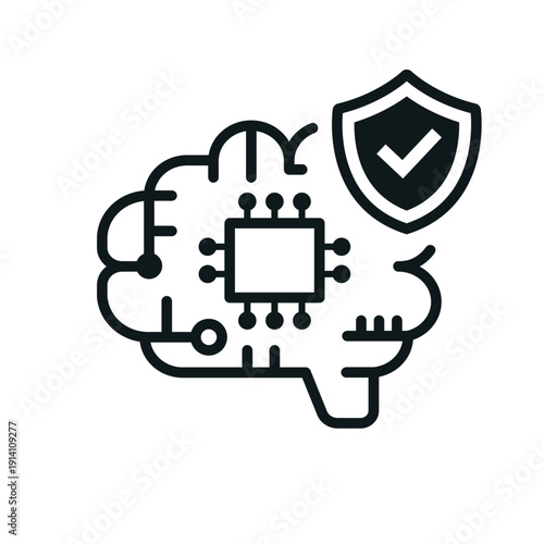 AIセキュリティ保護 脳チップアイコン