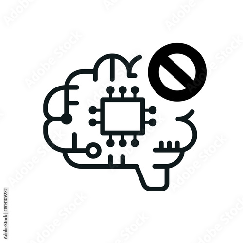 AI制限 ブロック禁止 脳チップアイコン