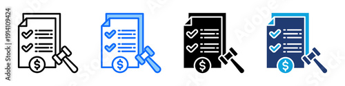 Tax Policy Icon Set Multi Style Vector Illustration