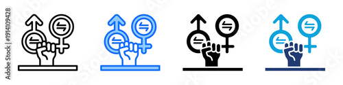 Gender Equality Icon Set Multi Style Vector Illustration