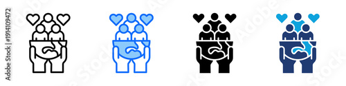 Social Programs Icon Set Multi Style Vector Illustration