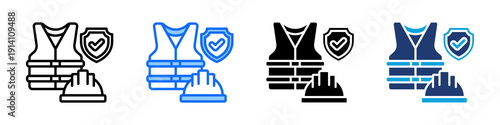 Workplace Safety Icon Set Multi Style Vector Illustration