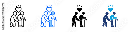 Social Assistance Icon Set Multi Style Vector Illustration