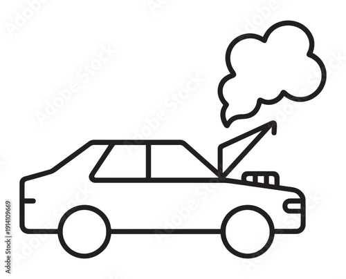 Car Breakdown with Smoking Engine Icon