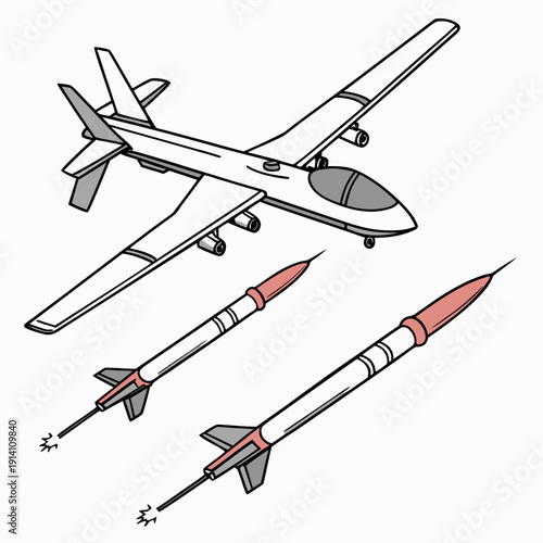 White drone launching red and white missiles aircraft
