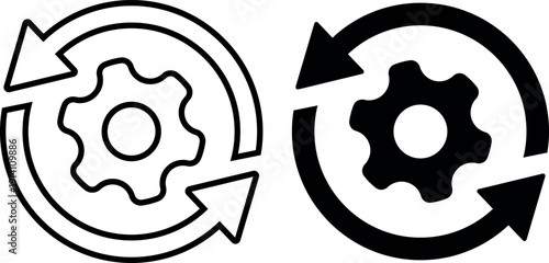 Settings refresh icon gear rotation symbol vector illustration