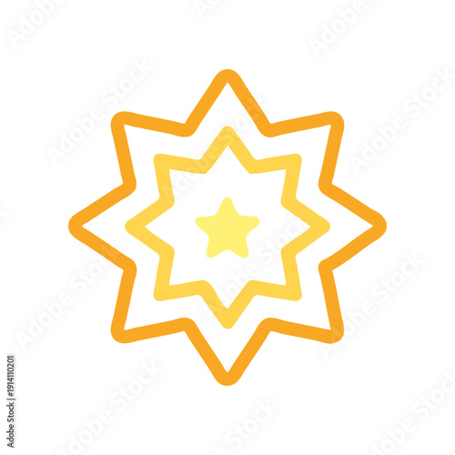Three-layer spark icon with radiating starburst effect symbolizing shine, energy, and highlights. Perfect for premium badges, beauty, celebration themes, UI accents, and modern flat vector designs.
