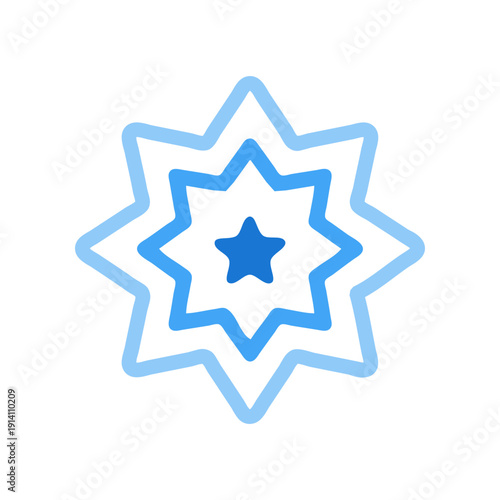 Three-layer spark icon with radiating starburst effect symbolizing shine, energy, and highlights. Perfect for premium badges, beauty, celebration themes, UI accents, and modern flat vector designs.
