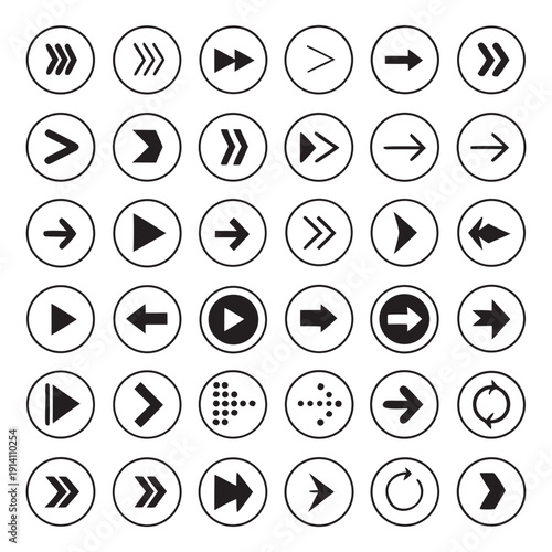  Modern Pack of Play Forward Back and Next Arrow Icons for Multimedia and Application Design