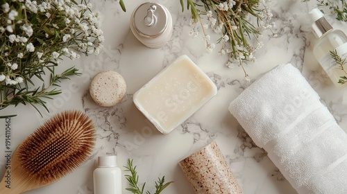 Organic beauty products flatlay