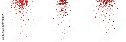 Set of Falling Red Glitter Dust Particles and Sparkles Isolated on White Background for Holiday Decoration