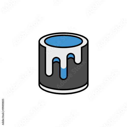 paint can with dripping white paint