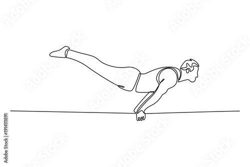 a male gymnast. Sport concept. Single line draw design. Full length animation illustration. High quality 4k footage
