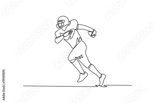 American Football. Sport concept. Single line draw design. Full length animation illustration. High quality 4k footage