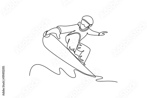 Snowboarder. Sport concept. Single line draw design. Full length animation illustration. High quality 4k footage