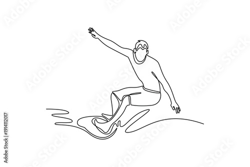 Surfing. Sport concept. Single line draw design. Full length animation illustration. High quality 4k footage