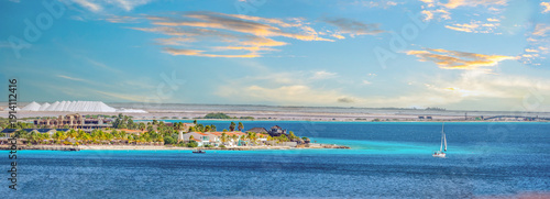 Saltworks beahing coral reefs and white sand beaches on the resort island of Bonaire, Southern Caribbean sea