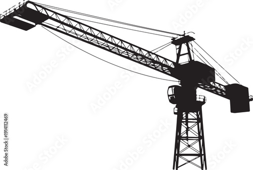 Tall crane with lattice structure and extended boom
