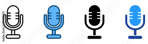 Microphone Icon Multiple Style Vector Collection   