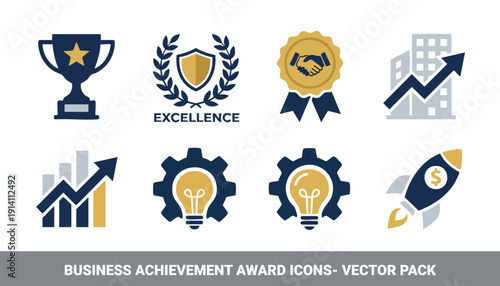 Business achievement award icon vector for corporate success and performance recognition