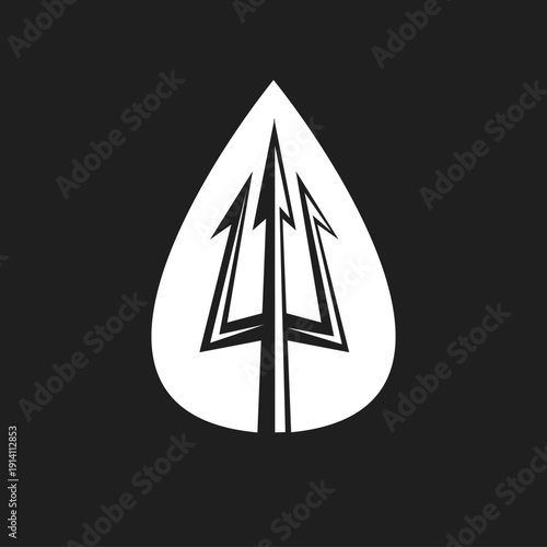 Stylized Trident Arrow Symbol in Modern Teardrop Shape Logo Design