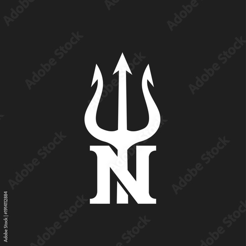 Trident Letter N Logo Design Vector Graphic Symbol