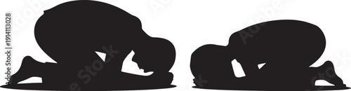 Two Black Silhouettes of People in Prayer Positions
