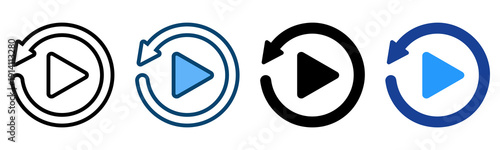 Replay Icon Multiple Style Vector Collection   