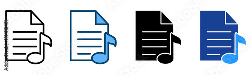 Music File Icon Multiple Style Vector Collection   