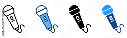 Microphone Icon Multiple Style Vector Collection   