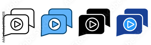 Video Chat Icon Multiple Style Vector Collection   
