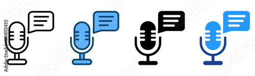 Podcast Icon Multiple Style Vector Collection   