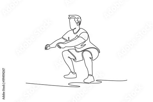 Squat Exercises. Fitness Activity concept. Single line draw design. Full length animation illustration. High quality 4k footage