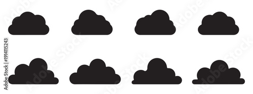 Simple Flat Weather Cloud Silhouette Collection. vector illustration eps 10