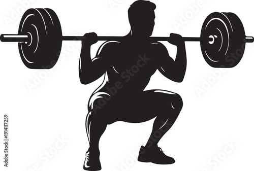 man doing squats with a barbell on his shoulders