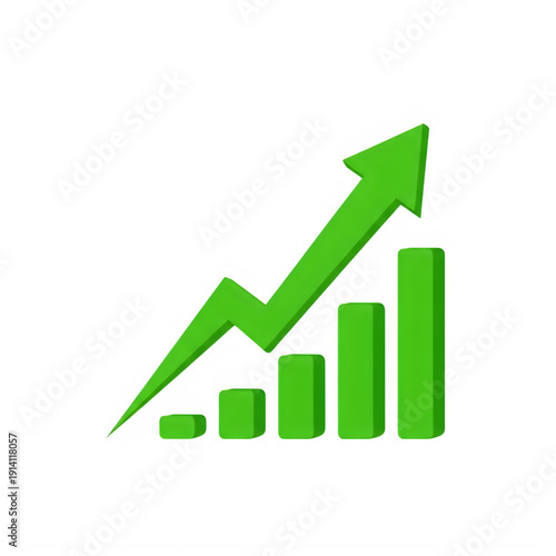 Green upward arrow with bar graph indicating growth isolated on transparent background Free Download Green upward arrow with bar graph indicating growth isolated on transparent background - GFXLoad