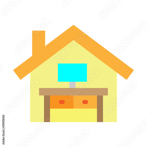 Home Office Vector Flat Icon Design