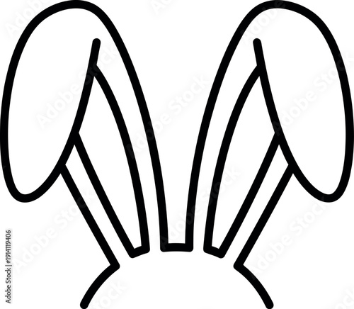 Simple black outline bunny ears headband on white background