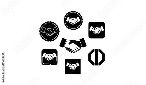 Geometric Handshake Logo Icon Set Modern Business Partnership Vector Collection on White