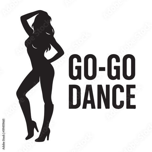 Silhouette of Female Go-Go Dancer Posing for Nightclub Party.