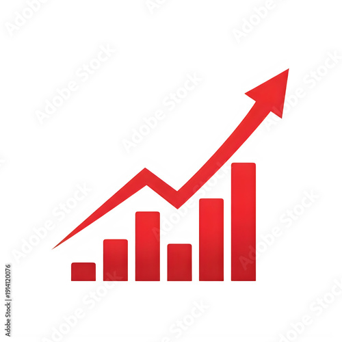 Free Download Red upward arrow graph indicating growth and success isolated on transparent background - GFXLoad
