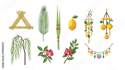 Tropical and floral elements with bamboo and citrus accents