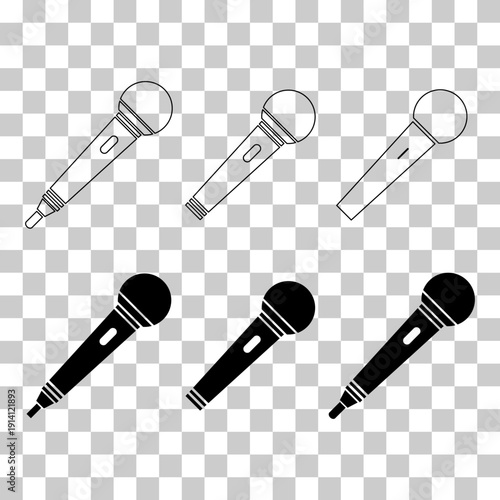 Set of Microphone icon, audio speech symbol, record concert sign, web button design .