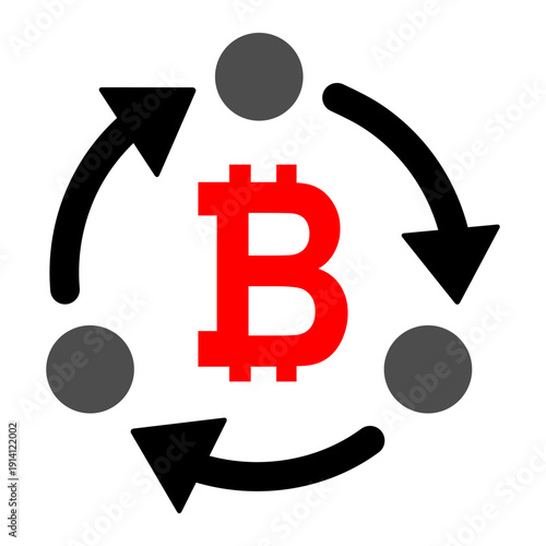 Bitcoin money change icon, trade cash information web symbol, convert sign vector illustration .